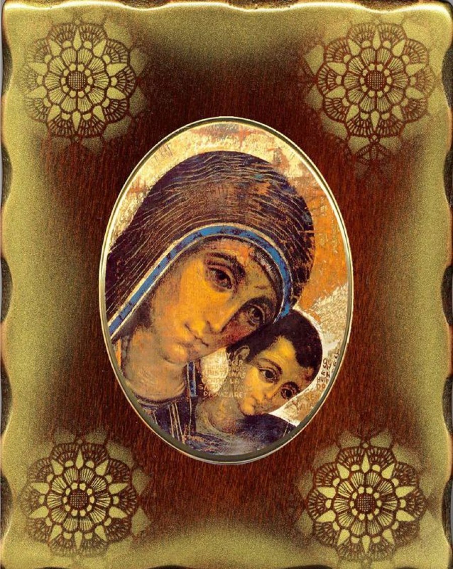 EB Arte Sacra Madonna Del Cammino Icona In Porcellana Su Tavola Dorata Cm 15X20X2,5 (5,9X7,9X1,0 Inch) Da Muro E Da Tavolo Collectible Nativity Sets & 38 Sizes