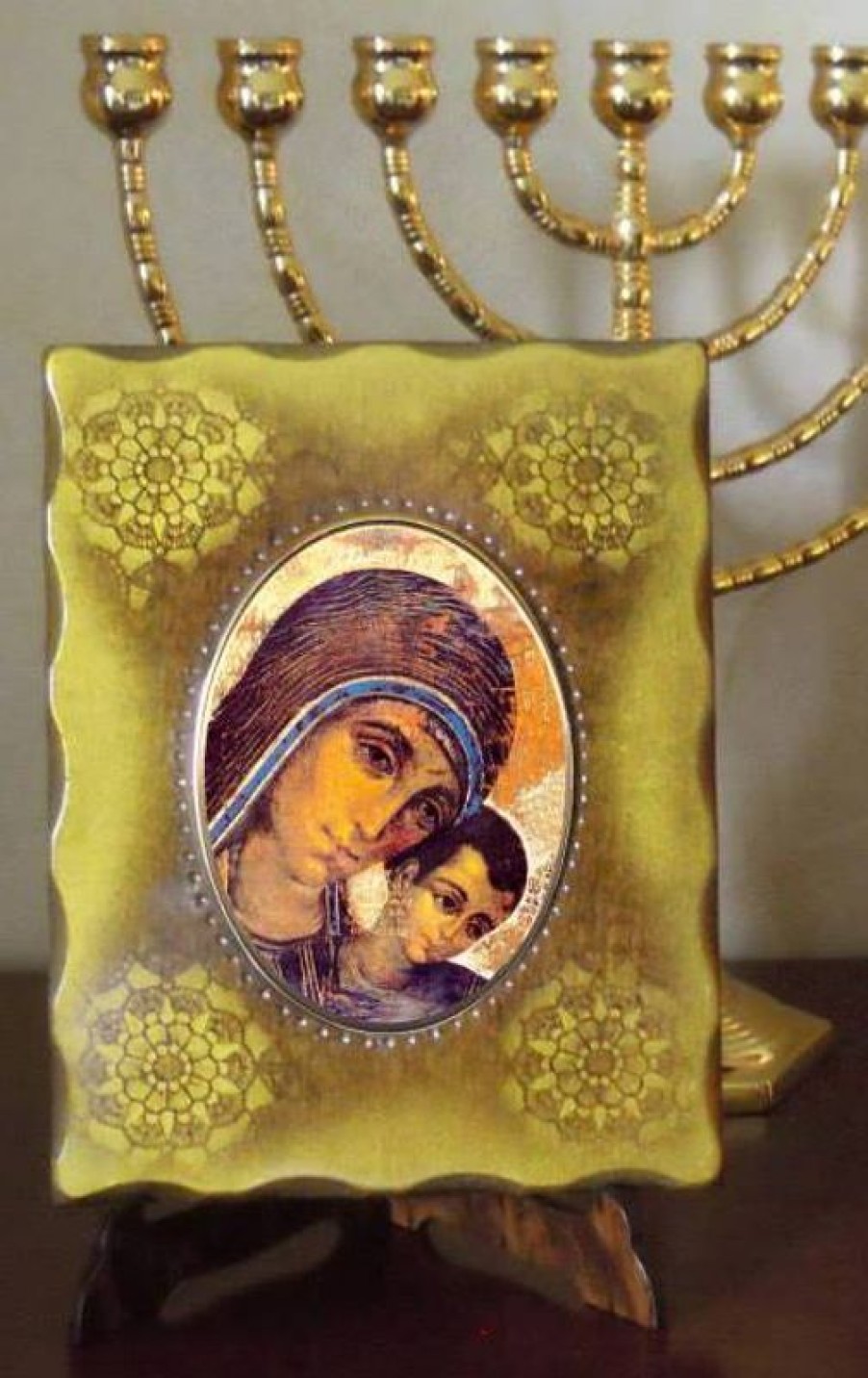 EB Arte Sacra Madonna Del Cammino Icona In Porcellana Su Tavola Dorata Cm 15X20X2,5 (5,9X7,9X1,0 Inch) Da Muro E Da Tavolo Collectible Nativity Sets & 38 Sizes