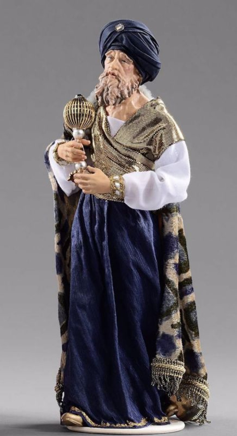 Original Heide Catalogo Gaspare Re Magio Bianco Cm 14 (5,5 Inch) Presepe Vestito Hannah Orient Statua In Legno Val Gardena Abiti In Tessuto Wooden Crucifixes