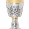 MAS Arredi sacri in Oro e Argento Calice Liturgico H. Cm 16,5 (6,5 Inch) Eucaristia Chrismon In Ottone Cesellato Da Altare Per Vino Da Messa Sacred Altar Vessels