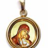 EB Arte Sacra Madonna Dell\\\\\\\\' Incarnazione Ciondolo Pendente Tondo Liscio Diam Mm 19 (0,75 Inch) Argento Placcato Oro E Porcellana Uni Uomo Donna Italian Rosaries & Made In Italy Jewelry