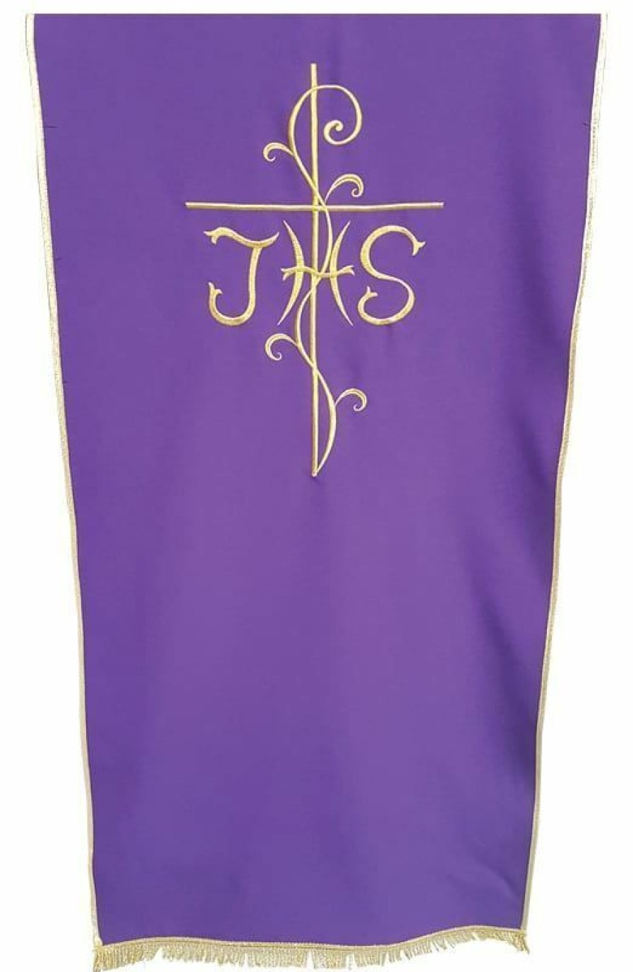 Sartoria Ecclesiastica Italiana - Paramenti Sacri Coprileggio Da Chiesa Ricamo Croce E Jhs Cm 250X50 (98,4X19,7 Inch) Puro Poliestere Bianco Catholic Priest & Liturgical Vestments