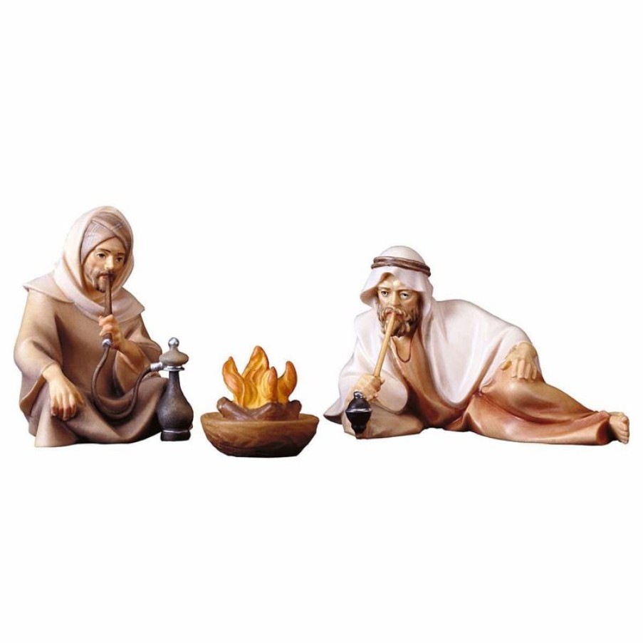 ULPE Wood Art Catalogo Gruppo Di Pastori Al Falo 3 Pezzi Cm 12 (4,7 Inch) Presepe Cometa Dipinto A Mano Statue Artigianali In Legno Val Gardena Stile Arabo Tradizionale Wall Crucifixes