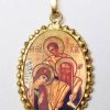 EB Arte Sacra Sacra Famiglia Di Kiko Ciondolo Pendente Ovale A Corona Mm 24X30 (0,94X1,18 Inch) Argento Placcato Oro E Porcellana Da Donna Italian Rosaries & Made In Italy Jewelry