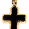 Vaticanum Gioielli in Oro Croce Nera Ciondolo Pendente Moda Gr 1,4 Oro Giallo 18Kt Con Onice Uni Donna Uomo Confirmation