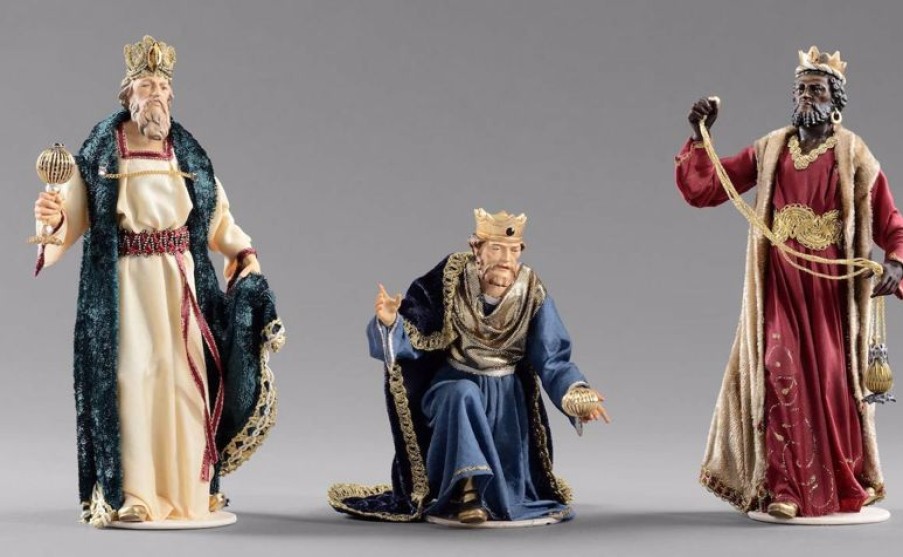 Original Heide Catalogo Baldassarre Re Magio Moro Cm 55 (21,7 Inch) Presepe Vestito Hannah Alpin Statua In Legno Val Gardena Abiti In Tessuto Wooden Crucifixes