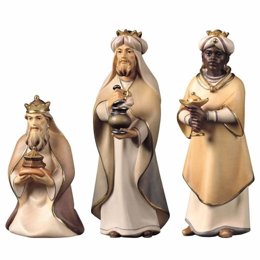 ULPE Wood Art Catalogo Gruppo Tre Re Magi 3 Pezzi Cm 12 (4,7 Inch) Presepe Cometa Dipinto A Mano Statue Artigianali In Legno Val Gardena Stile Arabo Tradizionale Wall Crucifixes