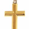 Vaticanum Gioielli in Oro Croce Dritta Liscia Ciondolo Pendente Gr 1,9 Bicolore Oro Giallo Bianco 18Kt A Canna Vuota Uni Donna Uomo First Communion