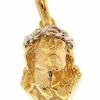 Vaticanum Gioielli in Oro Sacro Volto Di Gesu Con Corona Di Spine Ecce Homo Ciondolo Pendente Gr 10 Bicolore Oro Giallo Bianco 18Kt Lastra Stampata A Rilievo Uni Donna Uomo Italian Rosaries & Made In Italy Jewelry