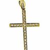 Vaticanum Gioielli in Oro Croce Dritta Con Punti Luce Ciondolo Pendente Gr 1,35 Oro Giallo 18Kt Con Zirconi Da Donna First Communion