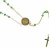 Vaticanum Gioielli in Oro Collana Rosario Lunga Con Medaglia Madonna Miracolosa E Croce Punti Luce E Smeraldo Opaco Gr 5 Oro Giallo 18Kt Con Zirconi Verdi Donna Bimba Bimbo Baptism