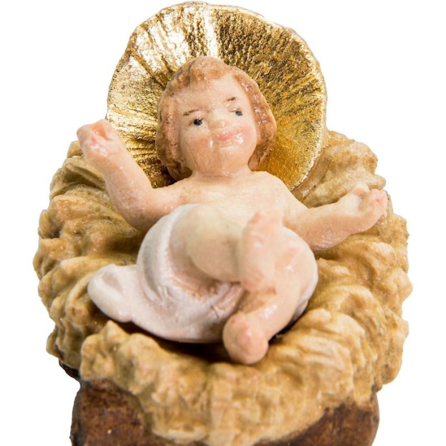 Dolfi Catalogo Gesu Bambino Con Culla Separata Cm 12 (4,7 Inch) Presepe Matteo Stile Orientale Colori Ad Olio In Legno Val Gardena Pope Statues