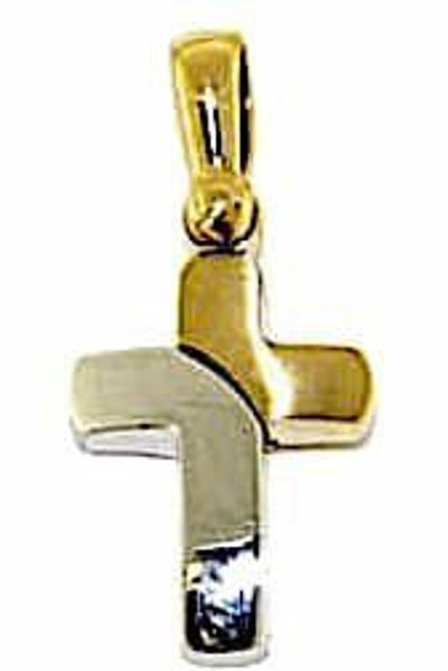 Vaticanum Gioielli in Oro Croce Design Stile Moderno Ciondolo Pendente Gr 2,1 Bicolore Oro Massiccio Giallo Bianco 18Kt Uni Donna Uomo First Communion