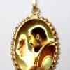 EB Arte Sacra Padre Pio Ciondolo Pendente Ovale A Corona Mm 24X30 (0,94X1,18 Inch) Argento Placcato Oro E Porcellana Da Donna Confirmation