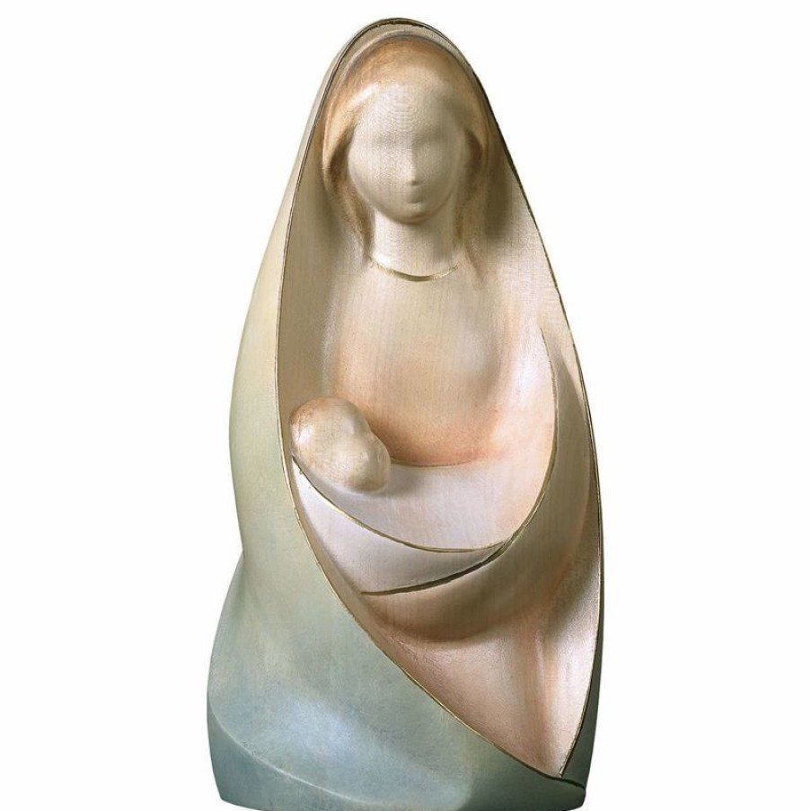 ULPE Sculture Sacre in legno Val Gardena Madonna Della Gioia Seduta Cm 12 (4,7 Inch) Statua In Stile Moderno Dipinta Ad Acquarello In Legno Val Gardena Chain Necklaces