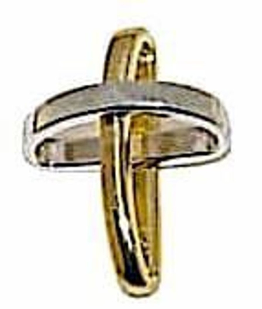 Vaticanum Gioielli in Oro Croce Con Bracci Ad Anello Ciondolo Pendente Gr 1,15 Bicolore Oro Giallo Bianco 18Kt Da Donna First Communion