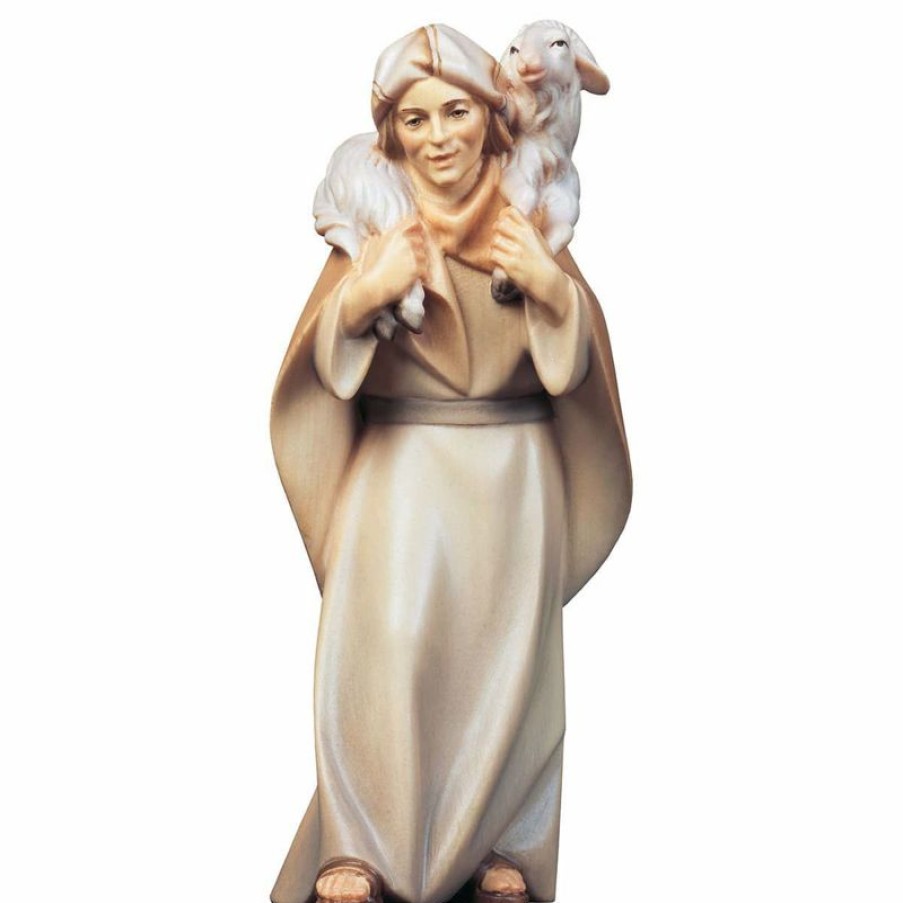 ULPE Wood Art Catalogo Pastore Con Pecora Sulle Spalle Cm 50 (19,7 Inch) Presepe Cometa Dipinto A Mano Statua Artigianale In Legno Val Gardena Stile Arabo Tradizionale Wall Crucifixes