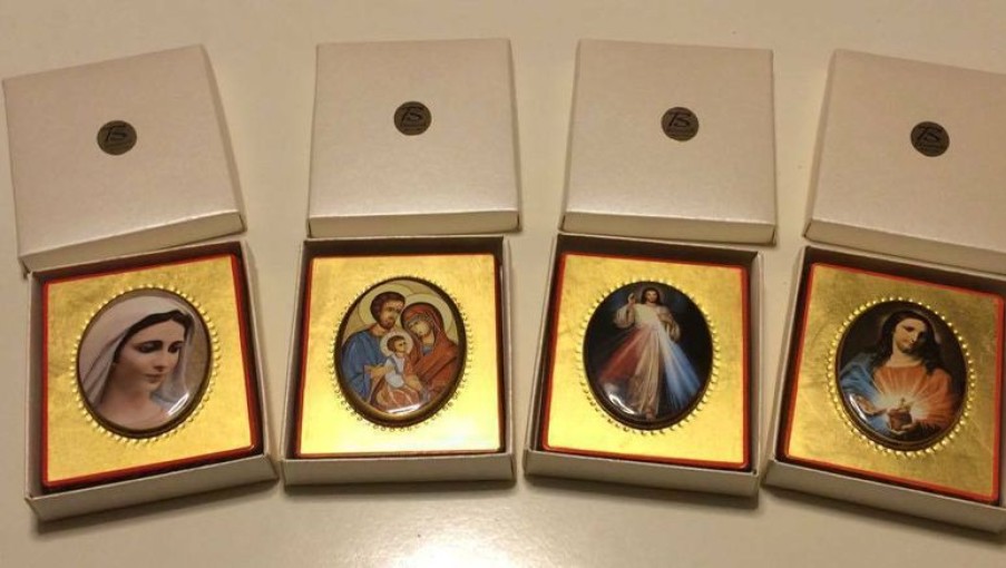 EB Arte Sacra Sacra Famiglia Icona In Porcellana Su Tavola Dorata Cm 8X10X1,3 (3,15X3,9X0,5 Inch) Da Muro E Da Tavolo Collectible Nativity Sets & 38 Sizes