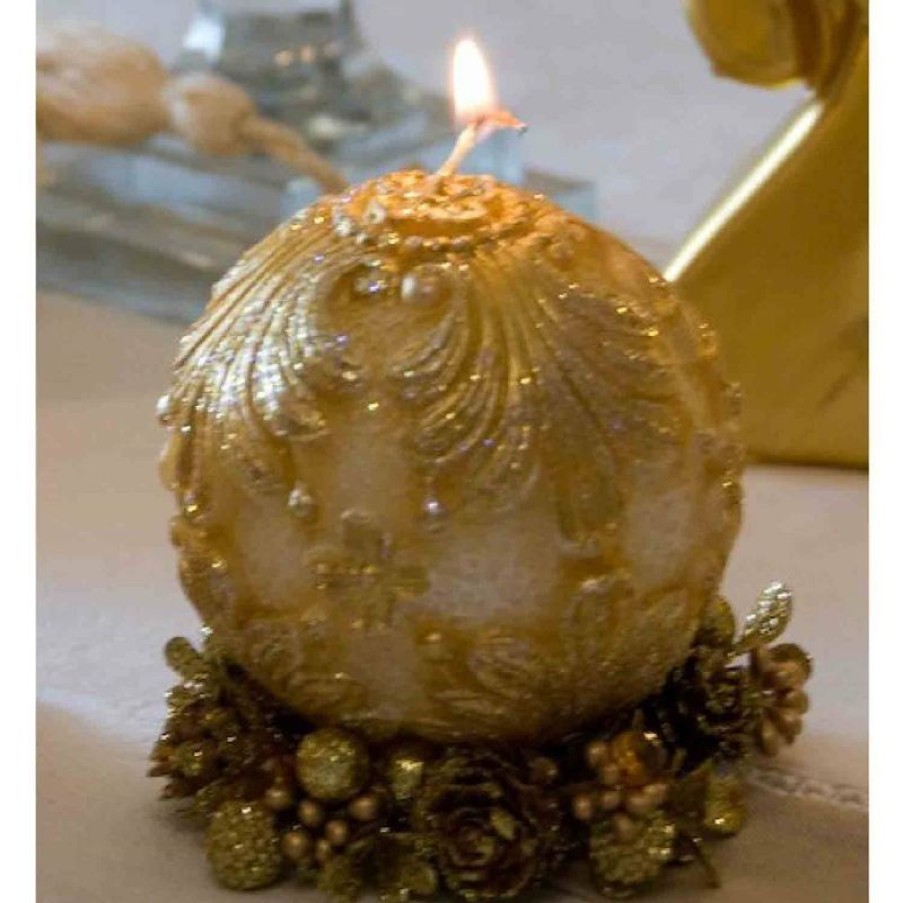 Antica Cereria Italiana - Ceri natalizi Candela Natalizia Sfera Antica Oro Collectible Nativity Sets & 38 Sizes