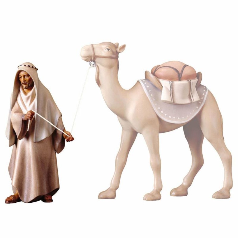 ULPE Wood Art Catalogo Cammelliere In Piedi Cm 16 (6,3 Inch) Presepe Cometa Dipinto A Mano Statua Artigianale In Legno Val Gardena Stile Arabo Tradizionale Wall Crucifixes