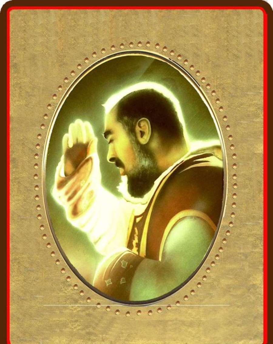 EB Arte Sacra Padre Pio Da Pietralcina Icona In Porcellana Su Tavola Dorata Cm 8X10X1,3 (3,15X3,9X0,5 Inch) Da Muro E Da Tavolo Collectible Nativity Sets & 38 Sizes