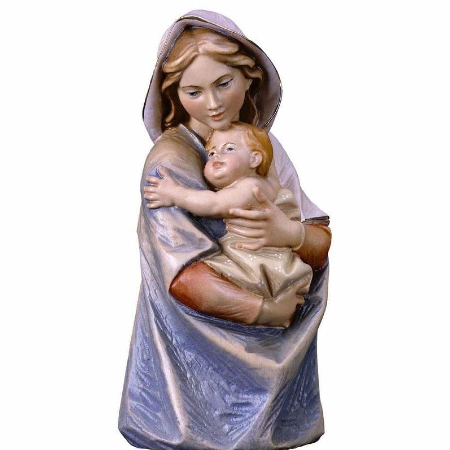 ULPE Sculture Sacre in legno Val Gardena Busto Madonna Cm 19 (7,5 Inch) Statua Da Tavolo Dipinta Ad Olio In Legno Val Gardena Religious & Catholic Necklaces