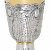 MAS Arredi sacri in Oro e Argento Calice Liturgico H. Cm 17 (6,7 Inch) Croce Olivo In Ottone Cesellato Da Altare Per Vino Da Messa Sacred Altar Vessels