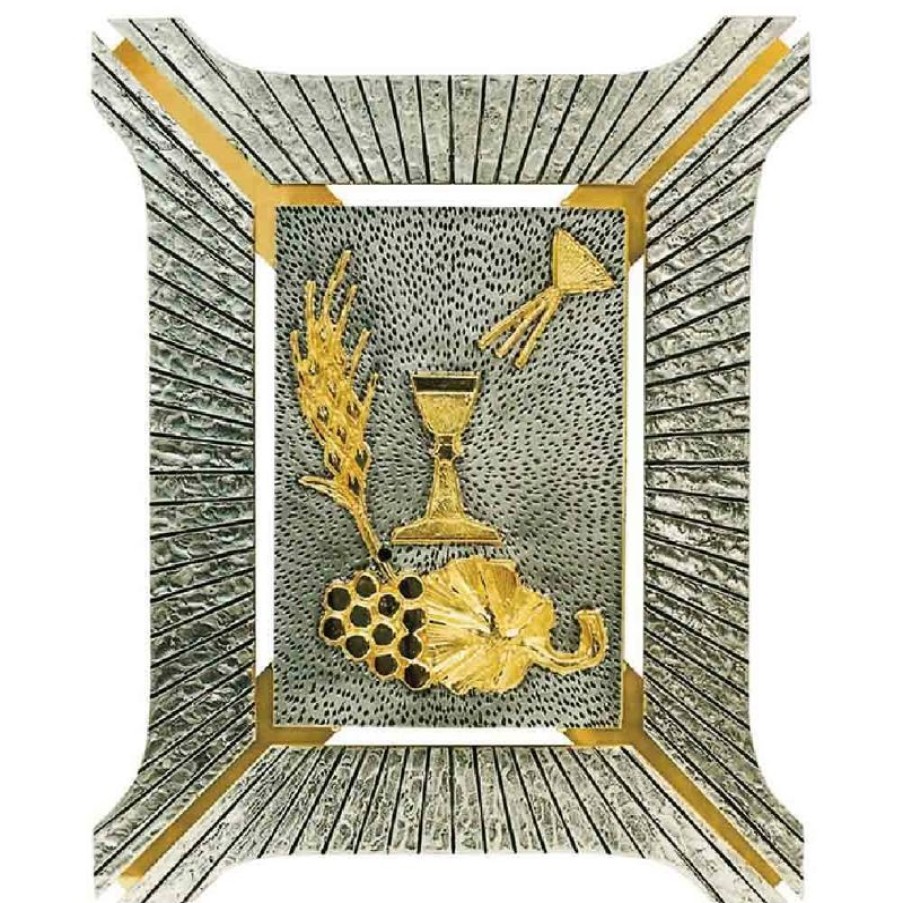 SEA Oggetti Liturgici in Oro e Argento Tabernacolo Da Incasso A Muro Cm 35X40 (13,8X15,7 Inch) Simboli Sacri In Ottone Bicolore Ciborio Eucaristico Da Parete Chiesa Katholische Religiose Bucher