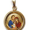 EB Arte Sacra Sacra Famiglia Ciondolo Pendente Tondo Liscio Diam Mm 19 (0,75 Inch) Argento Placcato Oro E Porcellana Uni Uomo Donna Collectible Nativity Sets & 38 Sizes