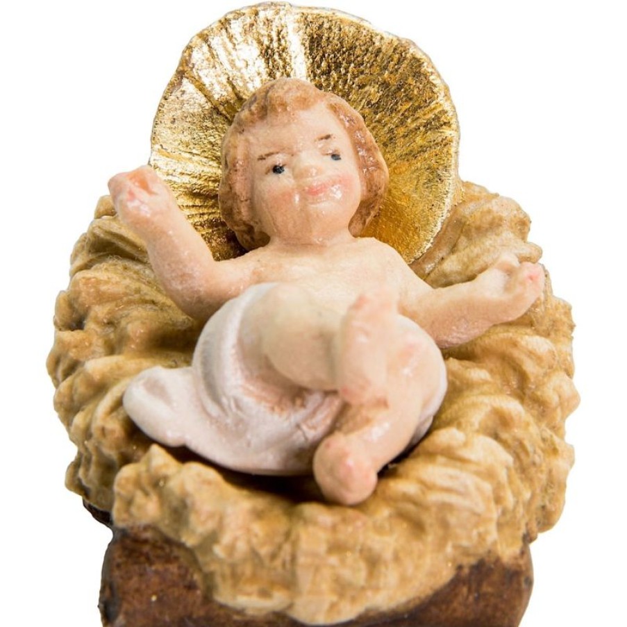 Dolfi Catalogo Gesu Bambino Con Culla Separata Cm 8 (3,1 Inch) Presepe Matteo Stile Orientale Colori Ad Olio In Legno Val Gardena Pope Statues