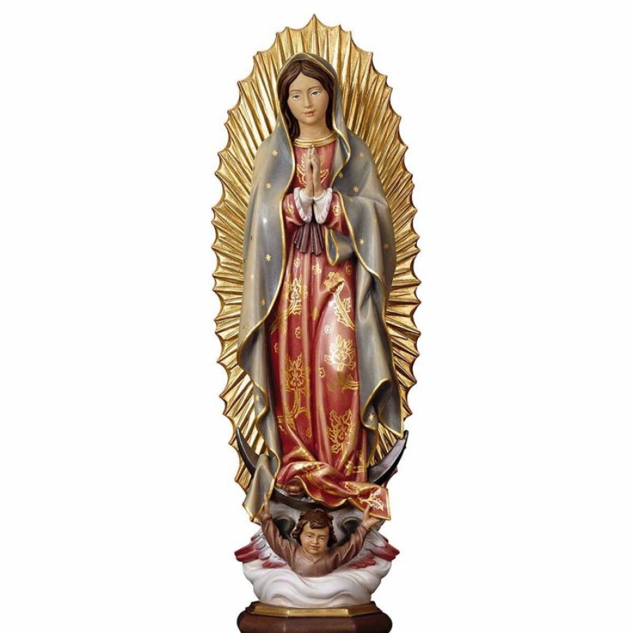 ULPE Sculture Sacre in legno Val Gardena Madonna Nostra Signora Di Guadalupe Cm 180 (70,9 Inch) Statua Dipinta Ad Olio In Legno Val Gardena Religious & Catholic Medals