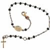 Vaticanum Gioielli in Oro Bracciale Rosario Con Medaglia Madonna Miracolosa E Croce Gr 3,4 Oro Rosa 18Kt Con Onice Uni Donna Uomo First Communion