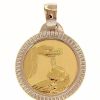 Vaticanum Gioielli in Oro Battesimo Dono Di Dio Bordo Lavorato Medaglia Sacra Pendente Tonda Battesimo Gr 2,5 Oro Giallo 18Kt Per Bebe (Bimba E Bimbo) Baptism