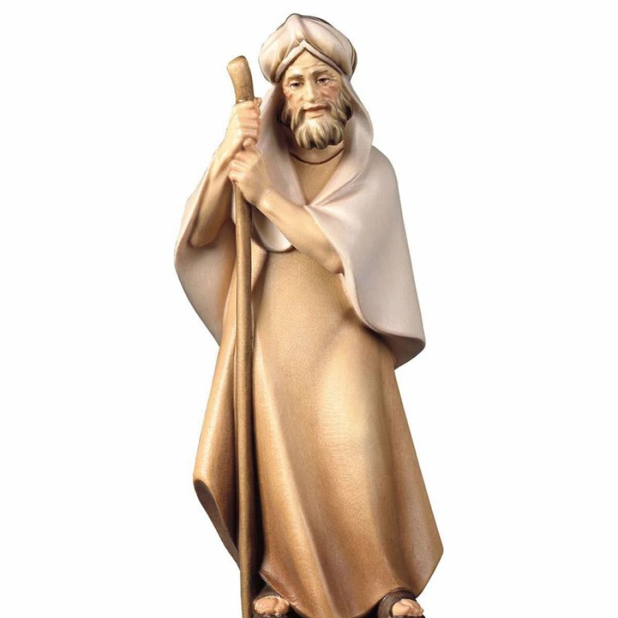 ULPE Wood Art Catalogo Pastore Con Bastone Cm 25 (9,8 Inch) Presepe Cometa Dipinto A Mano Statua Artigianale In Legno Val Gardena Stile Arabo Tradizionale Wall Crucifixes