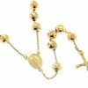 Vaticanum Gioielli in Oro Collana Rosario Lunga Con Medaglia Madonna Miracolosa E Croce Gr 33 Oro Giallo 18Kt Con Sfere Diamantate Da Donna Baptism