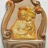 Maioliche Deruta Madonna Con Bambino Acquasantiera Cm 14 (5,5 In) Ceramica Invetriata Dipinta A Mano Sacred & Religious Ceramics