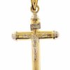 Vaticanum Gioielli in Oro Croce Stondata Con Corpo Di Cristo Inri Ciondolo Pendente Gr 2 Bicolore Oro Giallo Bianco 18Kt A Canna Vuota Uni Donna Uomo Confirmation