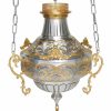 MAS Arredi sacri in Oro e Argento Lampada A Sospensione Santissimo Sacramento Diam. Cm 25 (9,8 Inch) Decorazioni Ottone Portalampada Porta Cero Church Furniture