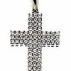 Vaticanum Gioielli in Oro Croce Dritta Con Punti Luce Ciondolo Pendente Gr 3 Oro Bianco 18Kt Con Zirconi Da Donna First Communion