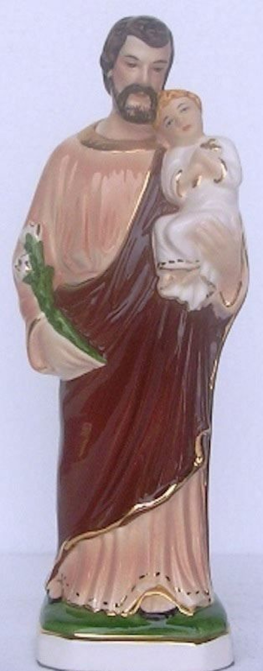 Maioliche Deruta Statua San Giuseppe Cm 24 (9,4 In) Ceramica Invetriata Di Deruta Dipinta A Mano Sacred & Religious Ceramics