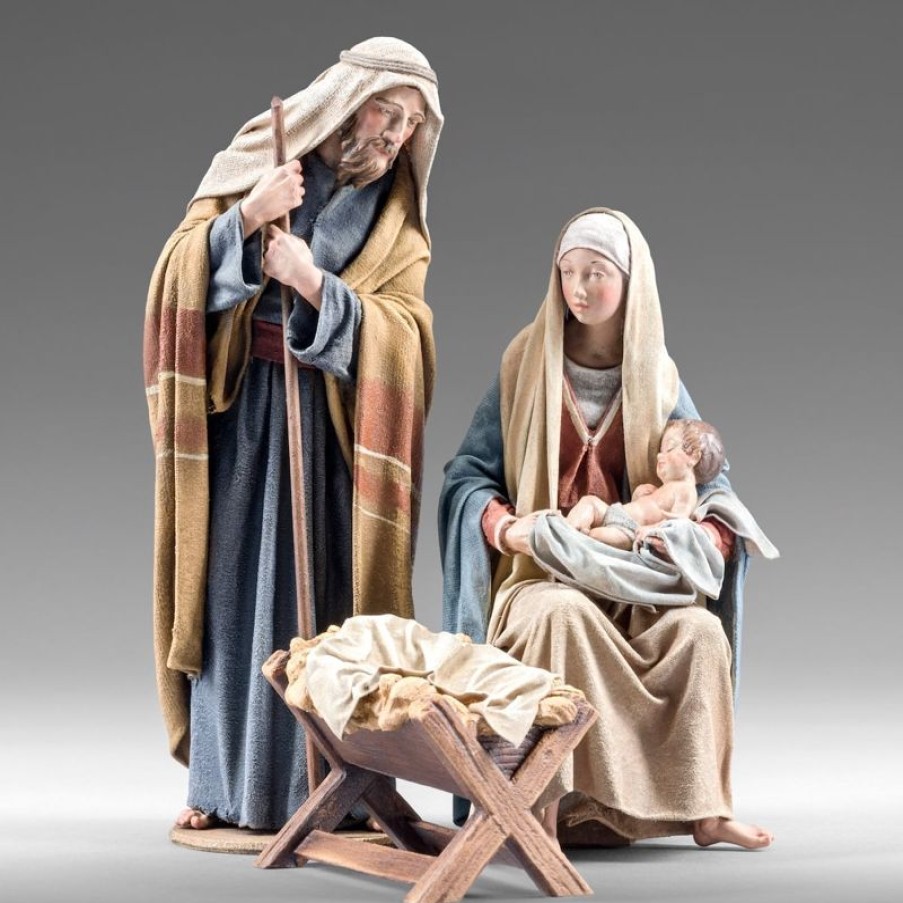 Original Heide Catalogo Gruppo Sacra Famiglia Nativita 04 30 Cm (11,8 Inch) Presepe Vestito Immanuel Stile Orientale Statue In Legno Val Gardena Abiti In Stoffa Pope Statues