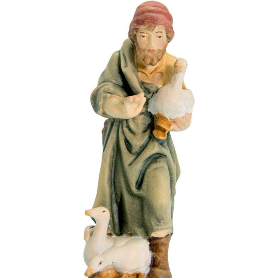 Dolfi Catalogo Pastore Con Anatre Cm 10 (3,9 Inch) Presepe Matteo Stile Orientale Colori Ad Olio In Legno Val Gardena Wall Crucifixes