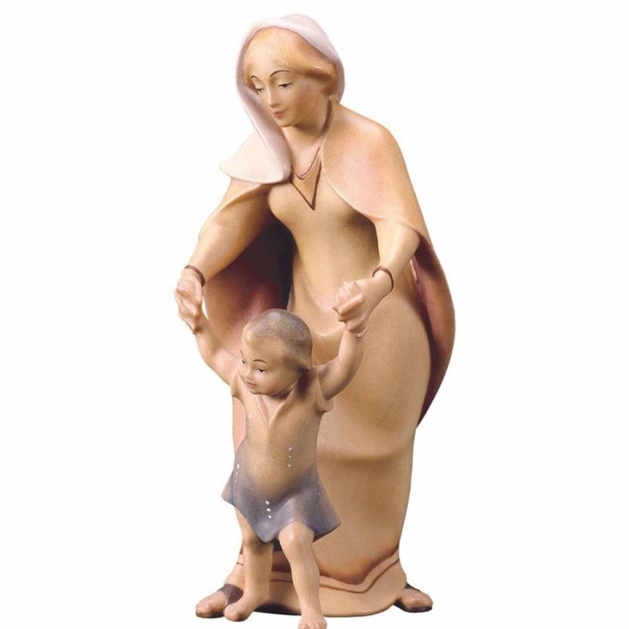 ULPE Wood Art Catalogo Contadina Con Bambino Cm 12 (4,7 Inch) Presepe Redentore Dipinto A Mano Statua Artigianale In Legno Val Gardena Stile Tradizionale Wall Crucifixes