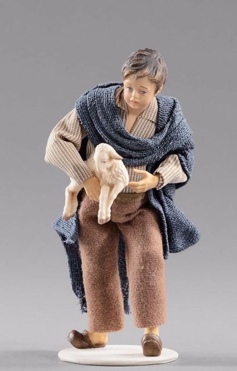 Original Heide Catalogo Bambino Con Agnello Cm 30 (11,8 Inch) Presepe Vestito Hannah Alpin Statua In Legno Val Gardena Abiti In Tessuto Wall Crucifixes