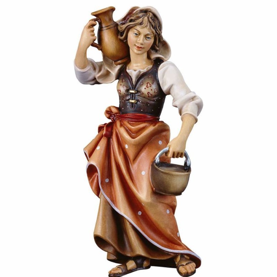 ULPE Wood Art Catalogo Contadina Con Brocca Cm 10 (3,9 Inch) Presepe Ulrich Dipinto A Mano Statua Artigianale In Legno Val Gardena Stile Barocco Wall Crucifixes