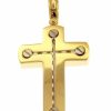 Vaticanum Gioielli in Oro Croce Design Stile Moderno Con Viti Ciondolo Pendente Gr 5,6 Bicolore Oro Massiccio Giallo Bianco 18Kt Da Uomo First Communion