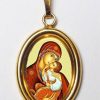 EB Arte Sacra Madonna Dell\\\\\\\\' Incarnazione Ciondolo Pendente Ovale Mm 19X24 (0,75X0,95 Inch) Argento Placcato Oro E Porcellana Uni Uomo Donna Italian Rosaries & Made In Italy Jewelry