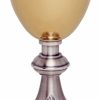 MAS Arredi sacri in Oro e Argento Calice Liturgico H. Cm 15,5 (6,1 Inch) Con Nodo Centrale In Ottone Da Altare Per Vino Da Messa Sacred Altar Vessels