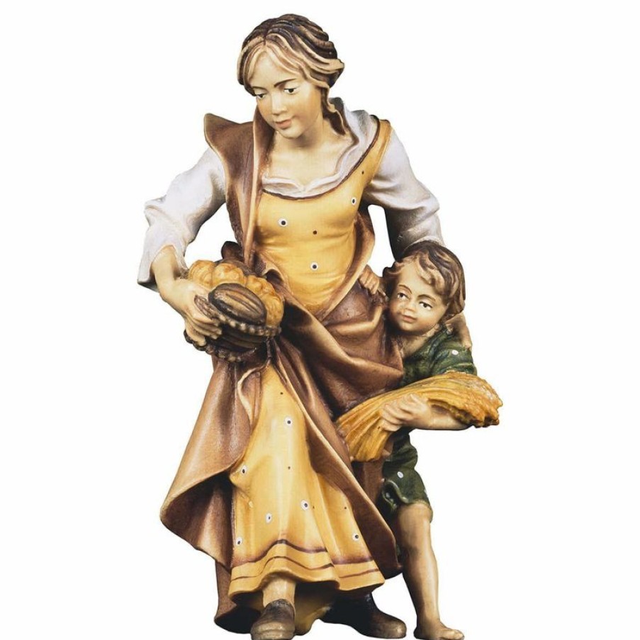 ULPE Wood Art Catalogo Contadina Con Bambino Cm 23 (9,1 Inch) Presepe Ulrich Dipinto A Mano Statua Artigianale In Legno Val Gardena Stile Barocco Wall Crucifixes