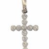 Vaticanum Gioielli in Oro Croce Dritta 11 Punti Luce Ciondolo Pendente Gr 0,9 Oro Bianco 18Kt Con Zirconi Da Donna First Communion